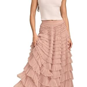 Elegant Pink Ruffled Skirt